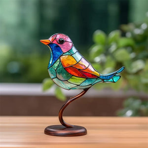 Stained Acrylic Birds on Branch Desktop Ornaments Acrylic Material Birds Home Ornaments Parrot Pendant Best Mother's Day Gifts acacuss