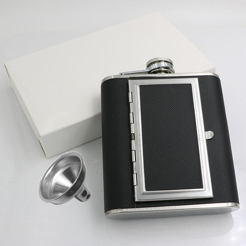 flask cigarette holder Stainless Steel Flagon Whiskey Steel Flagon Cigarette Case Hip Flask F –  acacuss