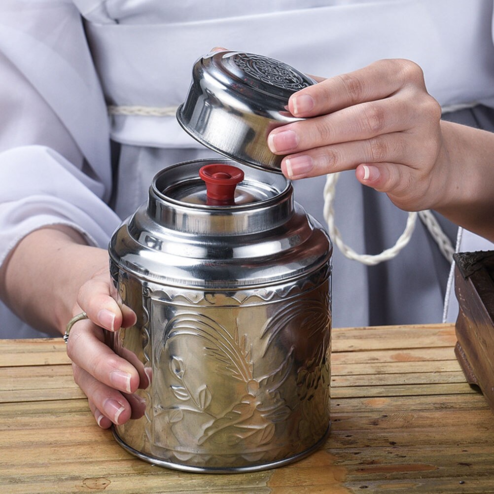 Stainless Steel Tea Caddy Tea Packaging Iron Box Household Portable Mini Metal Tea Box Small Sealed Tea Canister Food Container acacuss