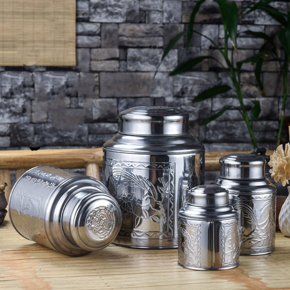 Stainless Steel Tea Caddy Tea Packaging Iron Box Household Portable Mini Metal Tea Box Small Sealed Tea Canister Food Container acacuss