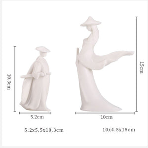 State of Divinity Swordsman Chivalrous Expert Piping Ceramic Samurai Knight Statue Sculpture Chinese Zen Study Decor Meditation acacuss