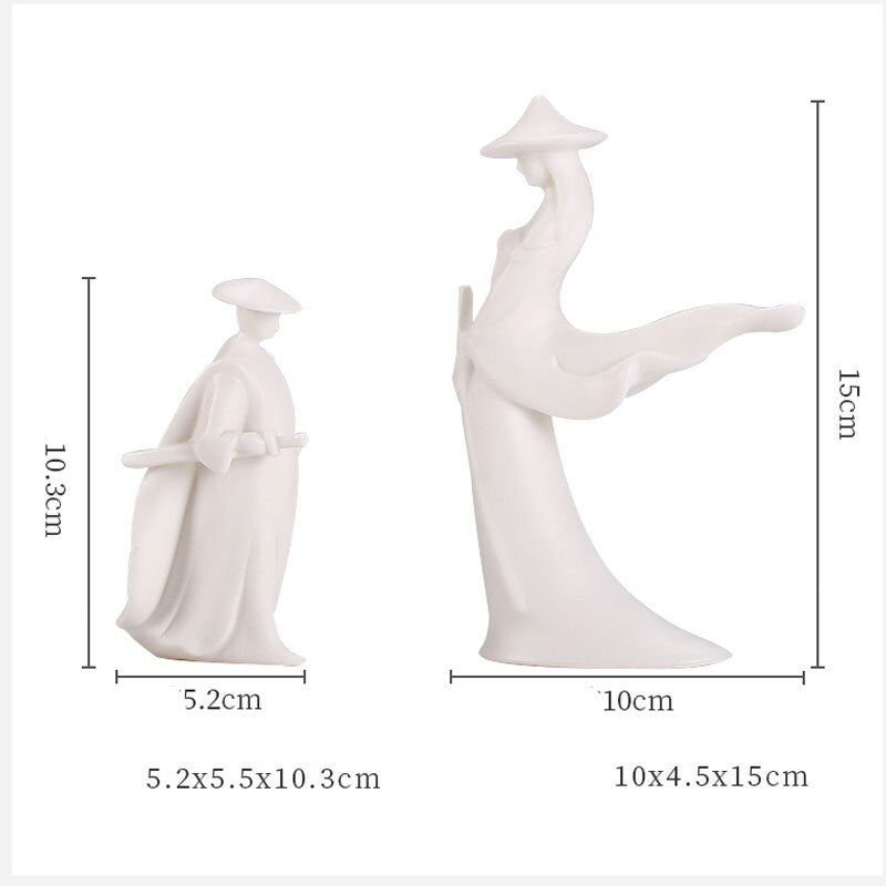 State of Divinity Swordsman Chivalrous Expert Piping Ceramic Samurai Knight Statue Sculpture Chinese Zen Study Decor Meditation acacuss