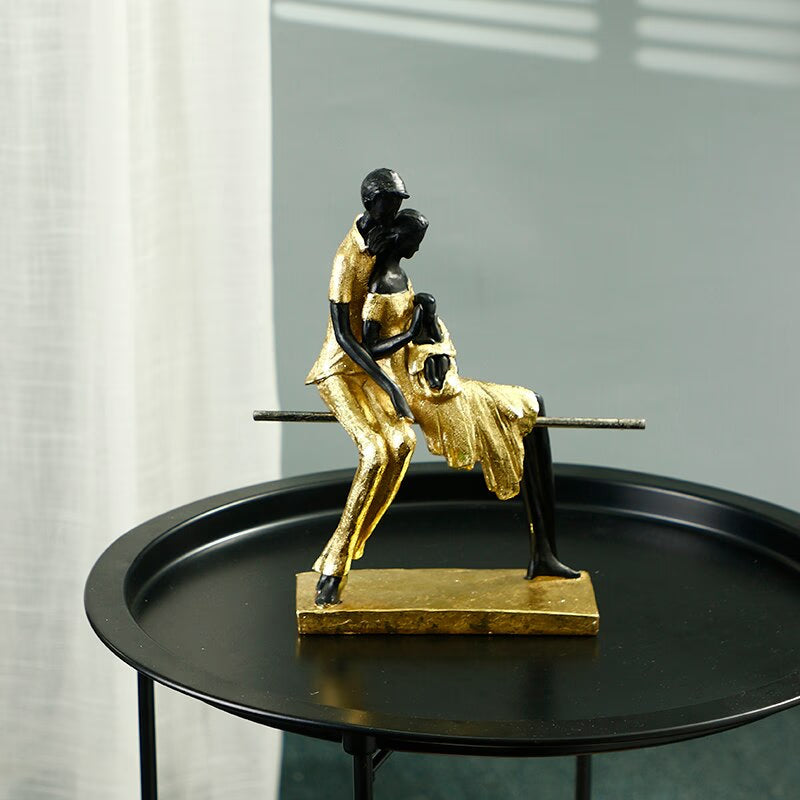Statues Ornaments For Modern House Golden Figures Parent-child Sculptures Figurines For Interior Room Ornaments Home Decor Craft acacuss