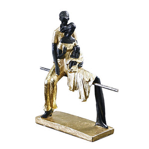 Statues Ornaments For Modern House Golden Figures Parent-child Sculptures Figurines For Interior Room Ornaments Home Decor Craft acacuss