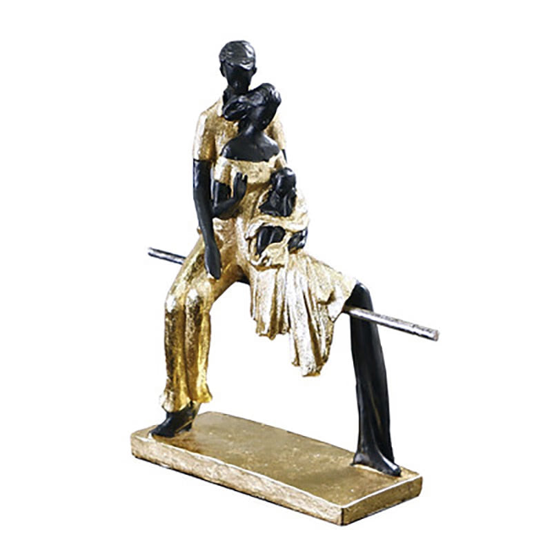 Statues Ornaments For Modern House Golden Figures Parent-child Sculptures Figurines For Interior Room Ornaments Home Decor Craft acacuss