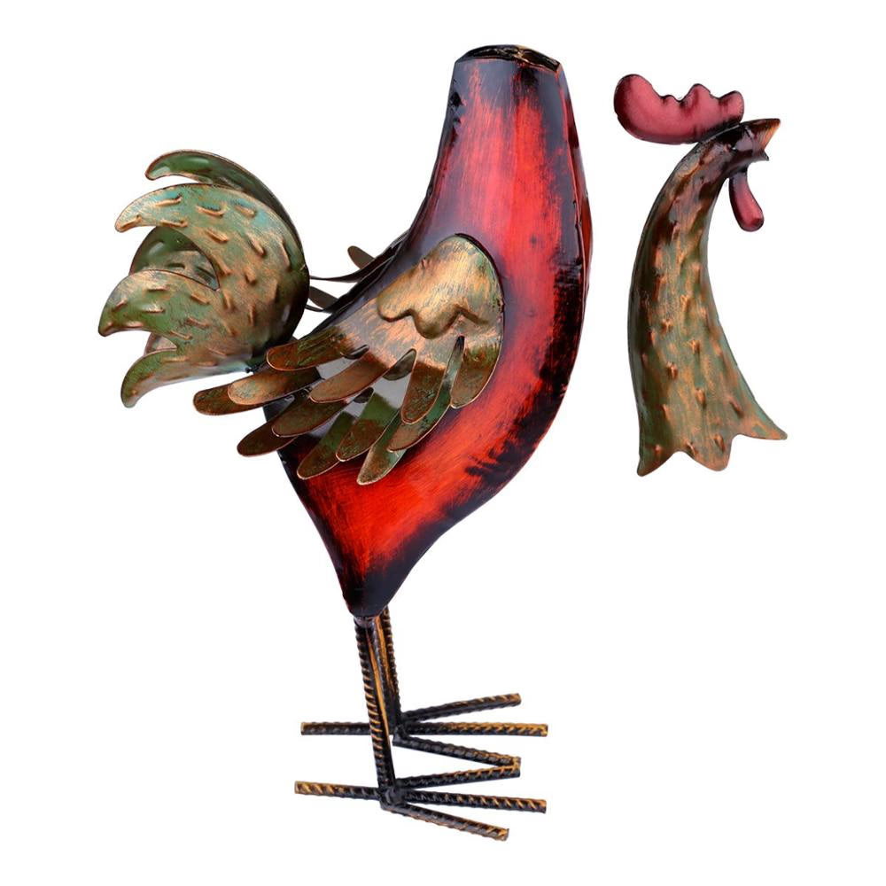 Statues Sculptures Iron Rooster Figurines Miniatures Metal Garden Statues Sculptures home decoration Handmade Crafts art acacuss