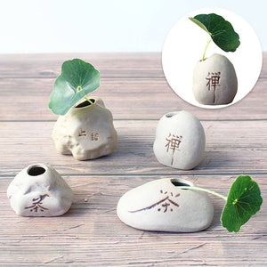 Stone Shape Small Vase Home DesktopCreative Ornaments Ceramic Stoneware Zen Hydroponic Plant Pots Small Fresh Flower Inserts acacuss