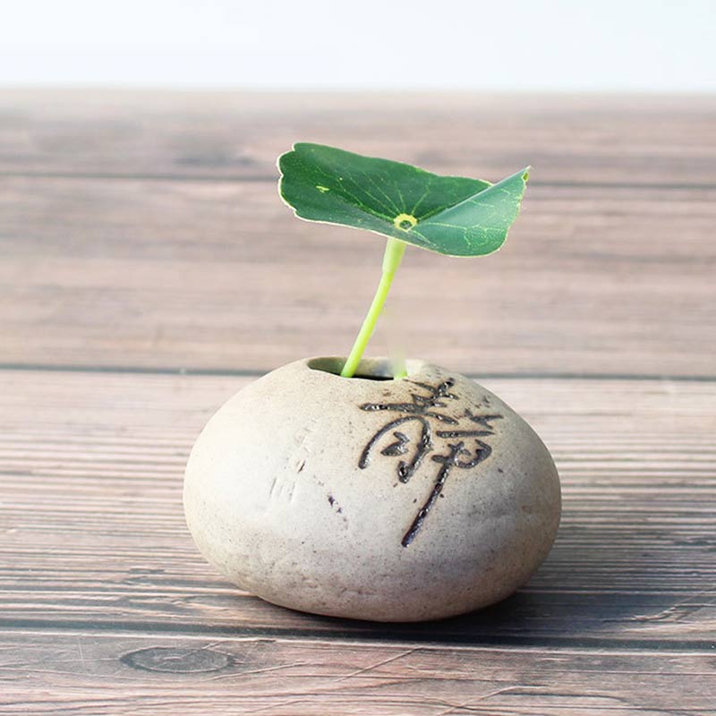 zen planter pots Stone Shape Small Vase Home DesktopCreative Ornaments Ceramic Stoneware Zen Hydroponic Plant Pots Small Fresh Flower Inserts Stone Vase 1