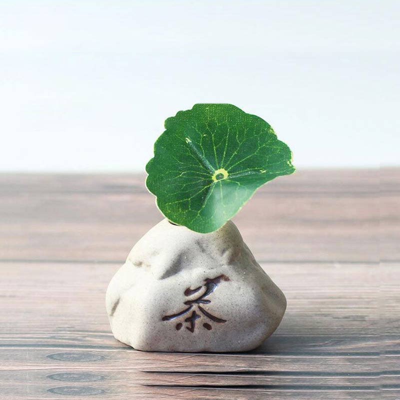 Stone Shape Small Vase Home DesktopCreative Ornaments Ceramic Stoneware Zen Hydroponic Plant Pots Small Fresh Flower Inserts acacuss