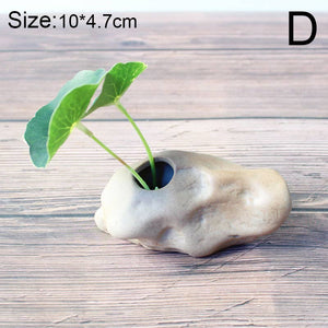 Stone Shape Small Vase Home DesktopCreative Ornaments Ceramic Stoneware Zen Hydroponic Plant Pots Small Fresh Flower Inserts acacuss
