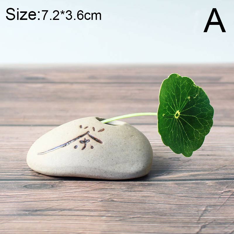 Stone Shape Small Vase Home DesktopCreative Ornaments Ceramic Stoneware Zen Hydroponic Plant Pots Small Fresh Flower Inserts acacuss