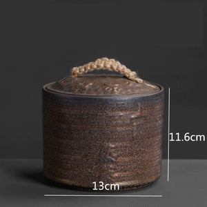 TEA Canister Stoneware Tea Caddy Ceramic Pot | Rust Glaze Sealed Cans Retro Wake Tea | Japanese Tea Container Cans Canister - ACACUSS