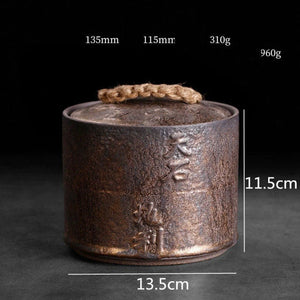 TEA Canister Stoneware Tea Caddy Ceramic Pot | Rust Glaze Sealed Cans Retro Wake Tea | Japanese Tea Container Cans Canister - ACACUSS