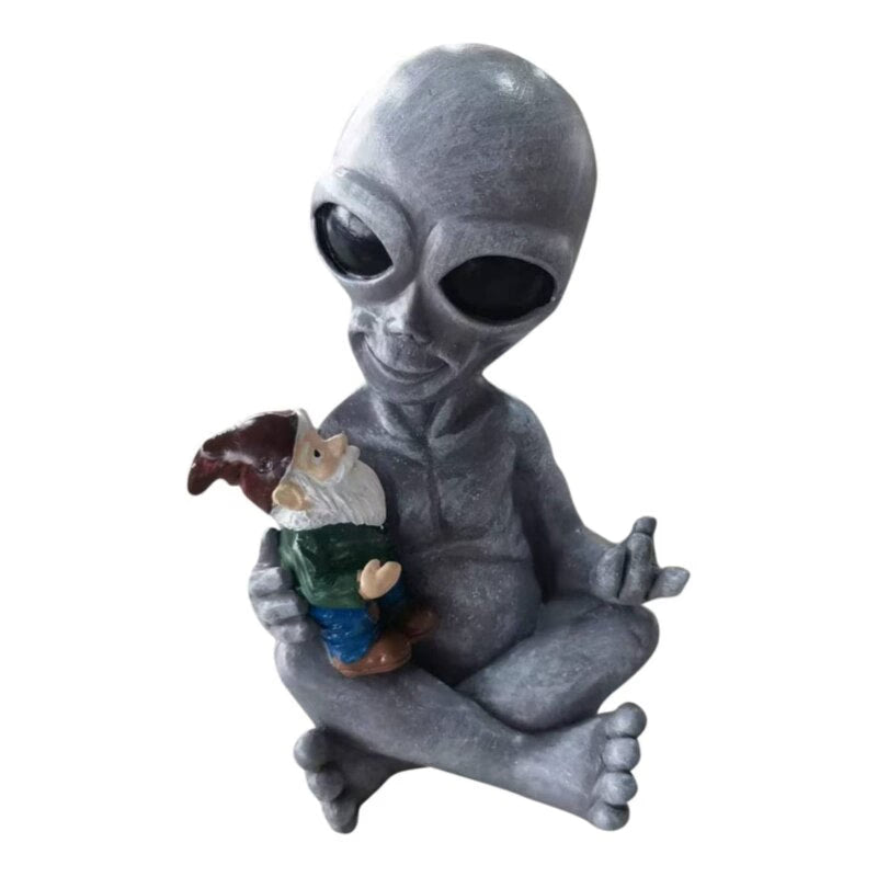 Strange Alien Holding Dwarf Jurassic Garden Elf Decoration Figurines Pieces Creative Art Design Courtyard Decor Garden Statues acacuss