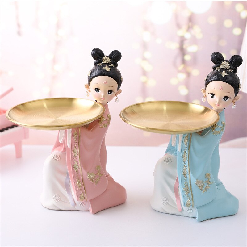 Style Girl Tray,Resin Art And Craft Gift Storage Decoration Accessories,Home Sitting Room Decoration, Tabletop TV Ark Crafts acacuss