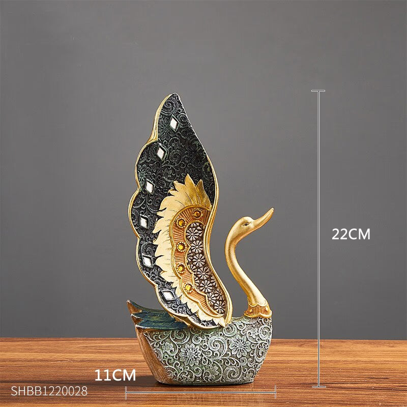 Swan Figurine Home Decoration Accessories for Living Room Resin Sculpture Art Luxury Wedding Decoration Statue easter Gift acacuss