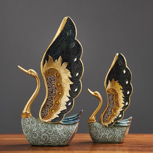 Swan Figurine Home Decoration Accessories for Living Room Resin Sculpture Art Luxury Wedding Decoration Statue easter Gift acacuss