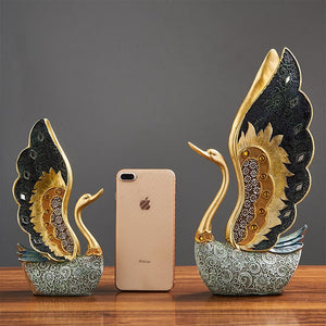 Swan Figurine Home Decoration Accessories for Living Room Resin Sculpture Art Luxury Wedding Decoration Statue easter Gift acacuss