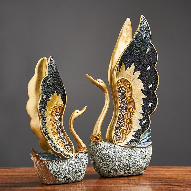 Swan Figurine Home Decoration Accessories for Living Room Resin Sculpture Art Luxury Wedding Decoration Statue easter Gift acacuss