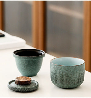 TEA SET | Gaiwan| Ideal Travel Gift | Modern Tea Jars | Tea Ceremony  Car Travel Kungfu Tea Set With 1 Pot And 1 Cup - acacuss