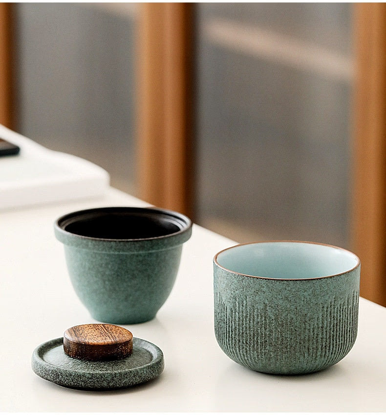 TEA SET | Gaiwan| Ideal Travel Gift | Modern Tea Jars | Tea Ceremony  Car Travel Kungfu Tea Set With 1 Pot And 1 Cup - acacuss