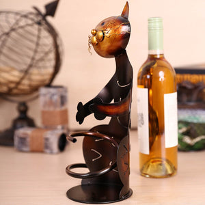 TOOARTS Cat Wine Rack Wine Holder Table Shelf Metal Practical Sculpture Wine Stand Storage Home Decoration Interior Crafts Gifts acacuss