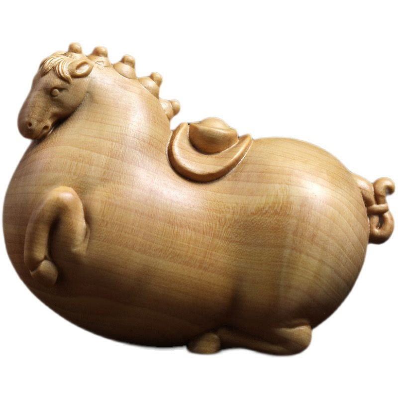 Tang Dynasty Horse Small Figurine Boxwood Carved Handicrafts Chinese Style Wood Carving Crafts Mini Ornaments Statue Sculpture acacuss