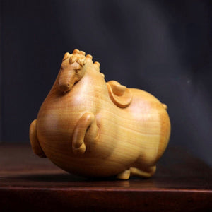Tang Dynasty Horse Small Figurine Boxwood Carved Handicrafts Chinese Style Wood Carving Crafts Mini Ornaments Statue Sculpture acacuss