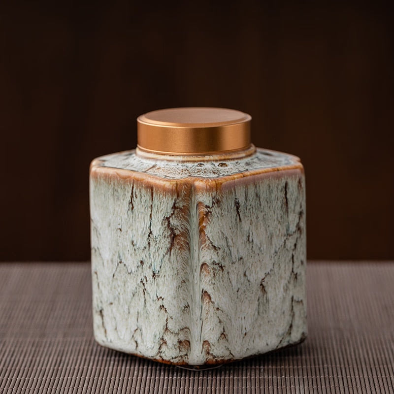 Tea Caddy Ceramic Jar Sealed Jar Moisture-proof Storage Tank Tea Box Tea Organizer Sugar Bowl Food Container Decorative Jars acacuss