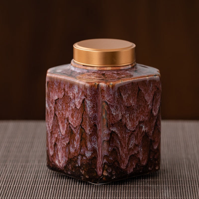 Tea Caddy Ceramic Jar Sealed Jar Moisture-proof Storage Tank Tea Box Tea Organizer Sugar Bowl Food Container Decorative Jars acacuss