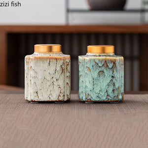 Tea Caddy Ceramic Jar Sealed Jar Moisture-proof Storage Tank Tea Box Tea Organizer Sugar Bowl Food Container Decorative Jars acacuss