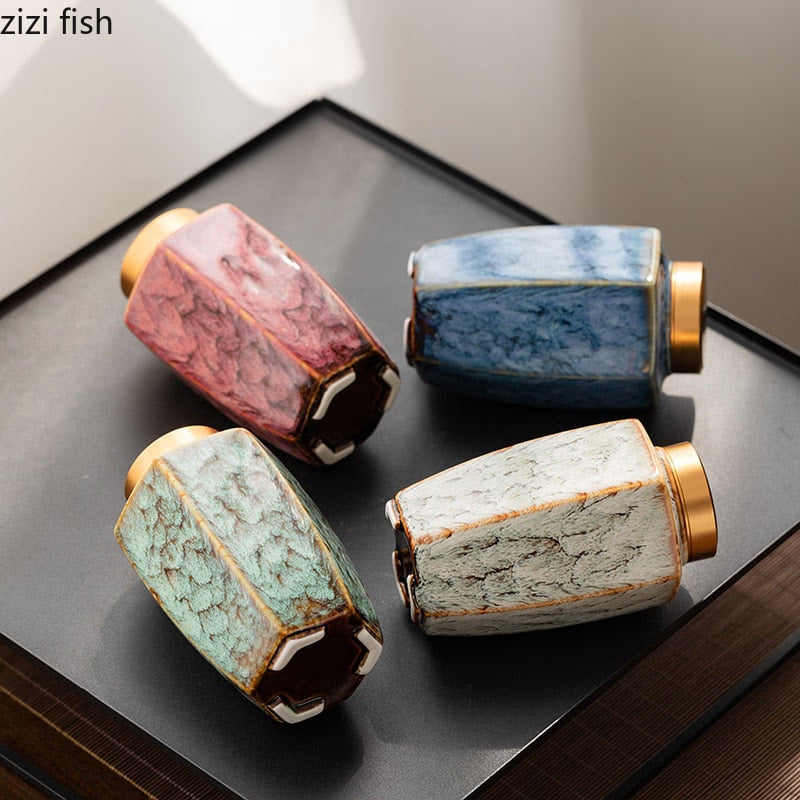 Tea Caddy Ceramic Jar Sealed Jar Moisture-proof Storage Tank Tea Box Tea Organizer Sugar Bowl Food Container Decorative Jars acacuss