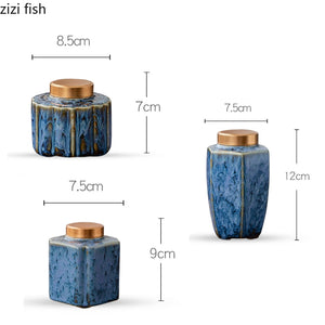 Tea Caddy Ceramic Jar Sealed Jar Moisture-proof Storage Tank Tea Box Tea Organizer Sugar Bowl Food Container Decorative Jars acacuss