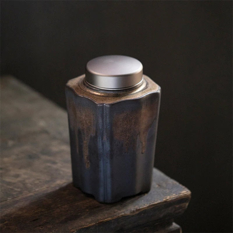 Tea Caddy Ceramic Stoneware Airtight Jar Large 1000 ml - acacuss