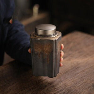Tea Caddy Ceramic Stoneware Airtight Jar Large 1000 ml - acacuss
