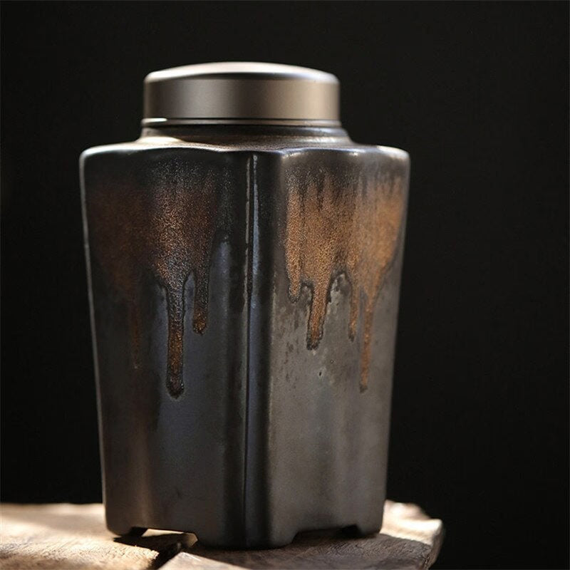 Tea Caddy Ceramic Stoneware Airtight Jar Large 1000 ml - acacuss