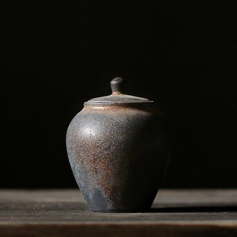 tea canister Gilt Ceramic Tea Caddy Small Stoneware Tea & Coffee Containers Jars - ACACUSS