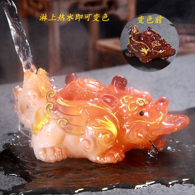 Tea Pet Ornament Rolling Water Spray Big Pixiu Tea Ceremony Tea Play Accessories Transfer Color Changing Tea Set Tea Tray acacuss