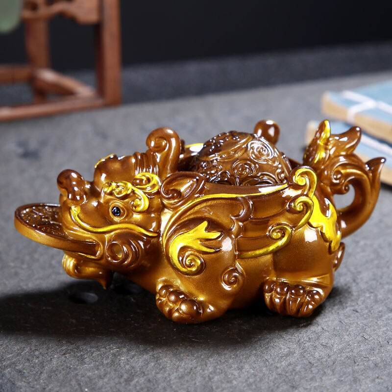 Tea Pet Ornament Rolling Water Spray Big Pixiu Tea Ceremony Tea Play Accessories Transfer Color Changing Tea Set Tea Tray acacuss