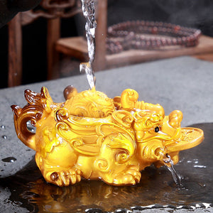 Tea Pet Ornament Rolling Water Spray Big Pixiu Tea Ceremony Tea Play Accessories Transfer Color Changing Tea Set Tea Tray acacuss