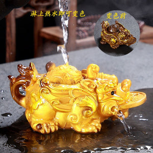 Tea Pet Ornament Rolling Water Spray Big Pixiu Tea Ceremony Tea Play Accessories Transfer Color Changing Tea Set Tea Tray acacuss