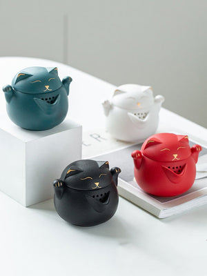 ACACUSS Tea Set for Cat Lovers Portable Cute Cat Cup One Pot And Two Cups Outdoor Storage Bag - Ceramic Teapot with 2 Cups Cute Cat Travel - ACACUSS