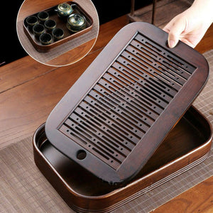 ACACUSS Tea Table Tray Drainage Tea | Drainage Bamboo tea tray square size | Tray Heavy Natural Bamboo | Gong Fu Serving Trays Accessories - ACACUSS