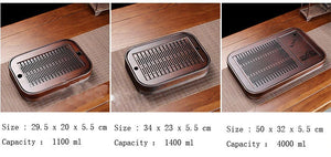 ACACUSS Tea Table Tray Drainage Tea | Drainage Bamboo tea tray square size | Tray Heavy Natural Bamboo | Gong Fu Serving Trays Accessories - ACACUSS