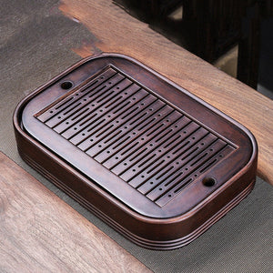 ACACUSS Tea Table Tray Drainage Tea | Drainage Bamboo tea tray square size | Tray Heavy Natural Bamboo | Gong Fu Serving Trays Accessories - ACACUSS