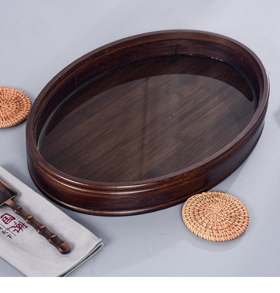 ACACUSS Tea Table Tray Drainage Tea | Drainage Bamboo tea tray square size | Tray Heavy Natural Bamboo | Gong Fu Serving Trays Accessories - ACACUSS