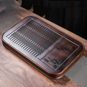 ACACUSS Tea Table Tray Drainage Tea | Drainage Bamboo tea tray square size | Tray Heavy Natural Bamboo | Gong Fu Serving Trays Accessories - ACACUSS
