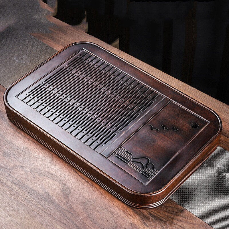 ACACUSS Tea Table Tray Drainage Tea | Drainage Bamboo tea tray square size | Tray Heavy Natural Bamboo | Gong Fu Serving Trays Accessories - ACACUSS