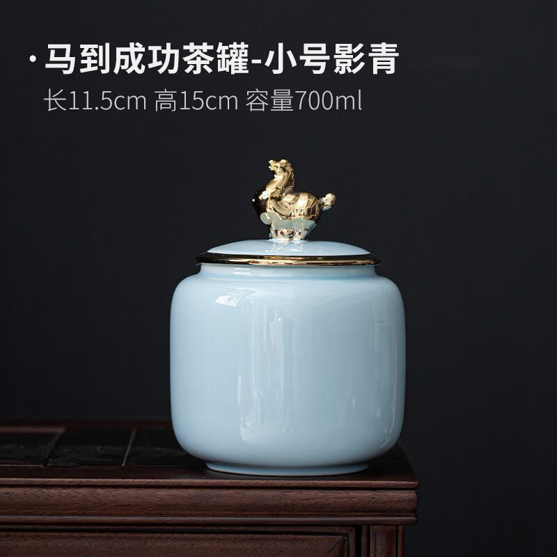 Tea Tin Animal Lid Ceramic Airtight Jar Food Storage Tank Tea Container Moisture Proof Tea Box Tea Organizer Candy Jar Tea Caddy acacuss