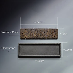 Tea Tray Natural Stone Plate Dragon Pattern Decoration Chinese Home Table Rectangular Office Accessorie Antiques Kungfu Teaware acacuss